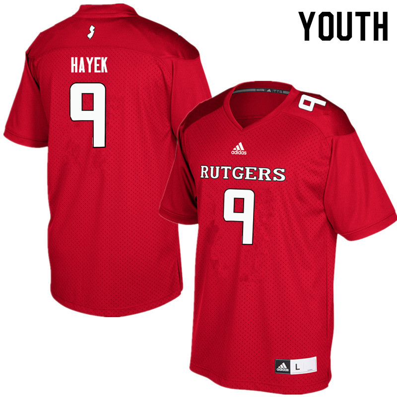 Youth #9 Tyler Hayek Rutgers Scarlet Knights College Football Jerseys Sale-Red